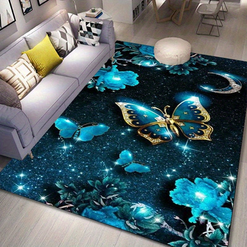 Home Textiles Design - Stunning Blue Butterfly GalaxyRug for Living