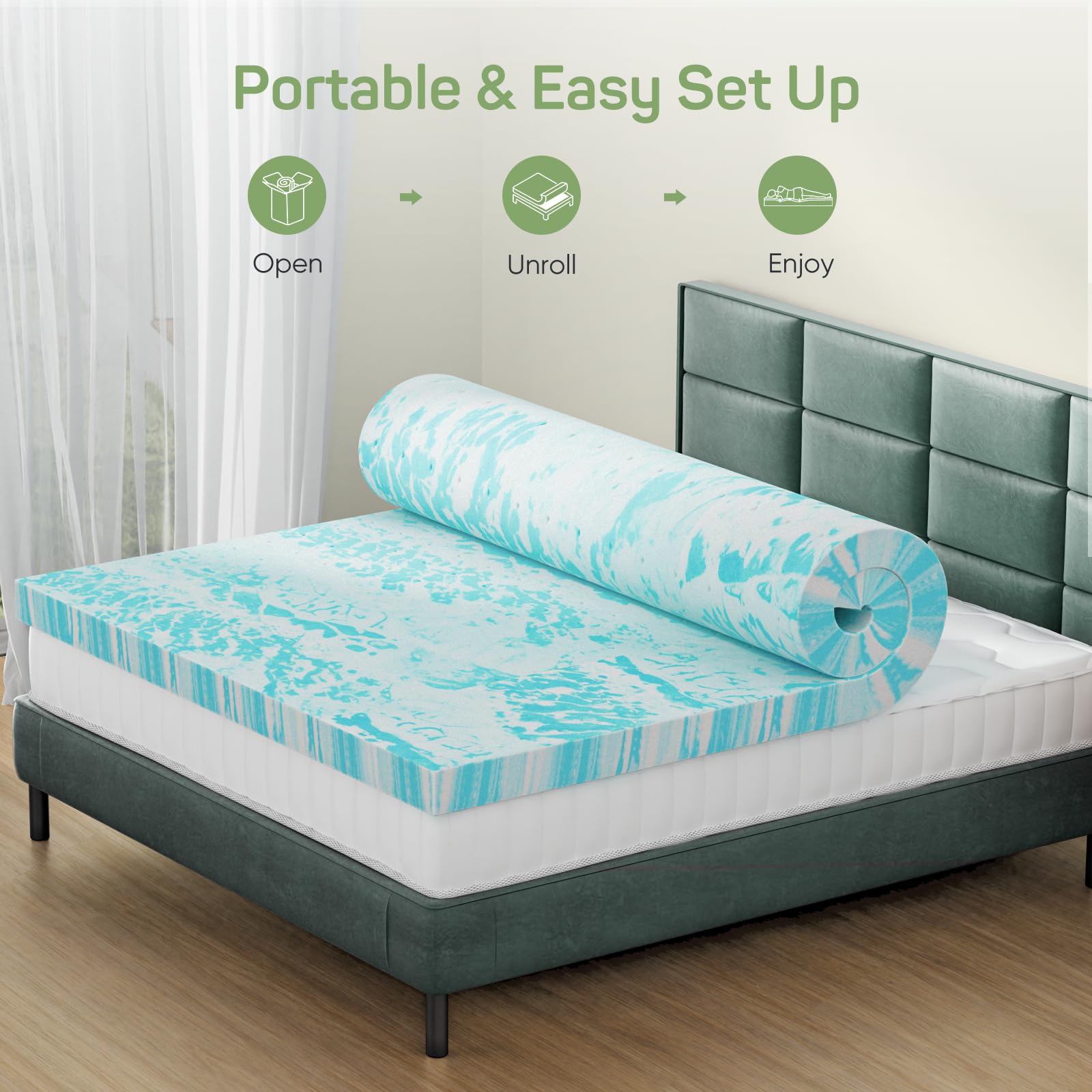2 Inch Cooling Gel Swirl Memor - Mattress Pad Topper ulasan dan harga