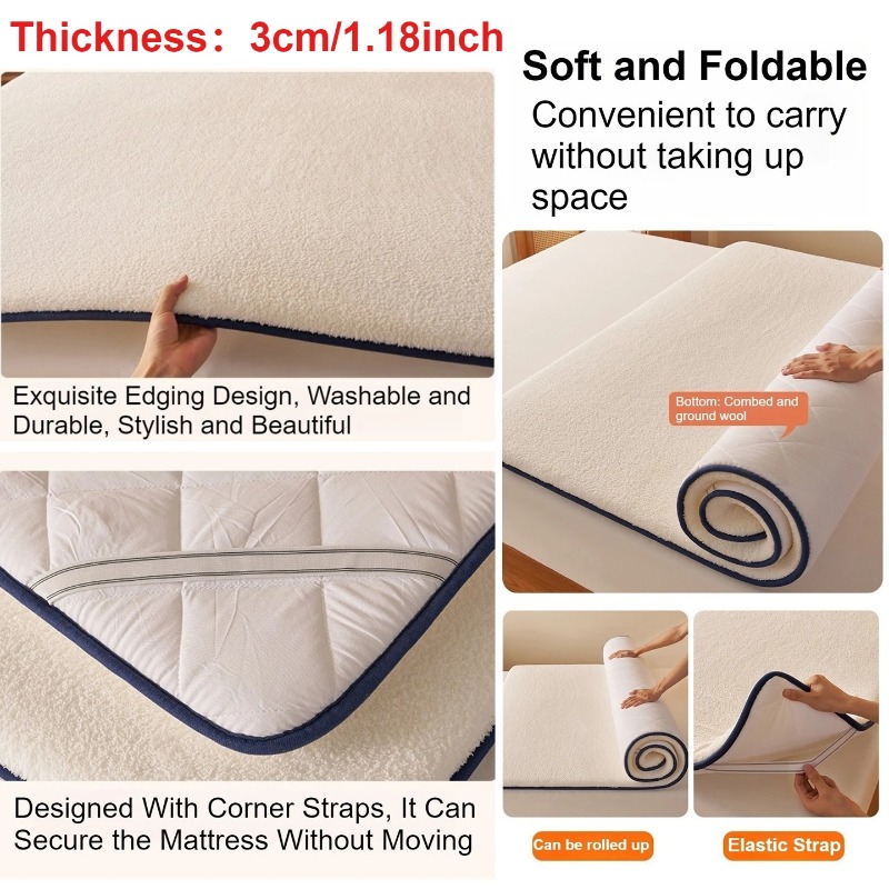 Thickened Warm Lamb Wool Bed P - Mattress Pad Topper ulasan dan harga