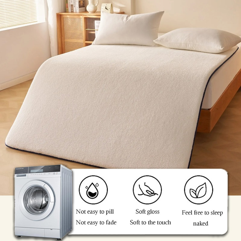 Thickened Warm Lamb Wool Bed P - Mattress Pad Topper ulasan dan harga