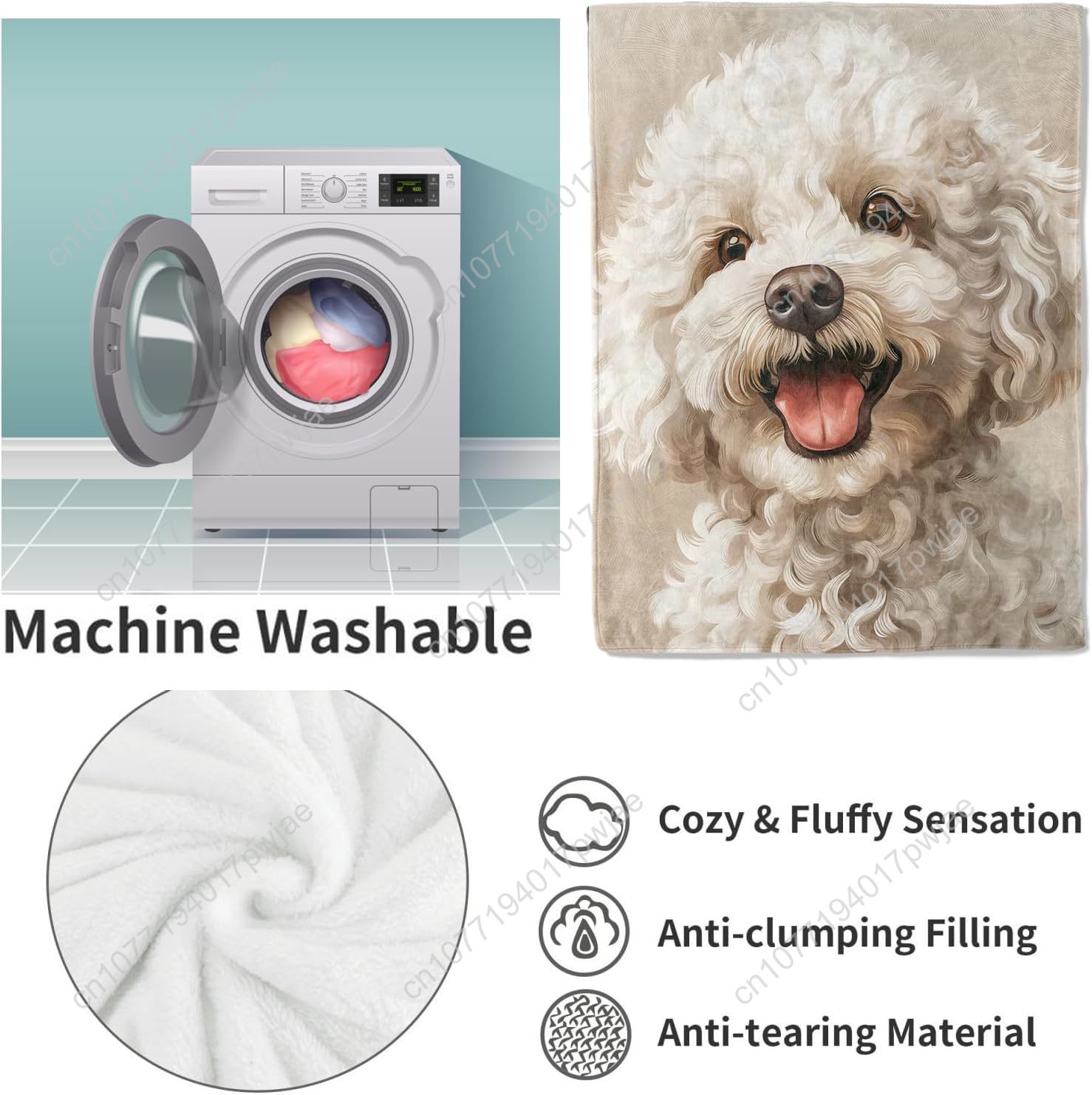 Joyful Poodle Portrait Blanket - Home Textiles Design ulasan dan harga
